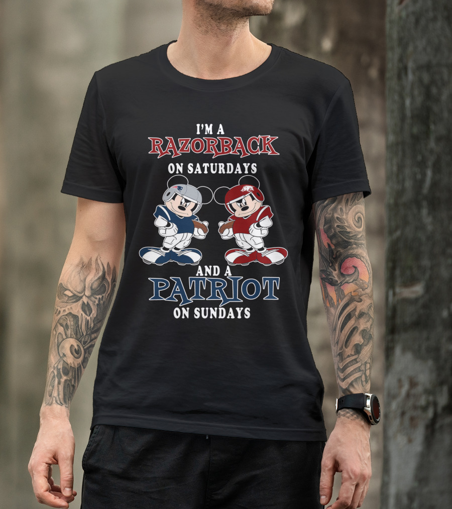 I'm A Razorback On Saturdays And A Patriot On Sundays Mickey T-Shirt