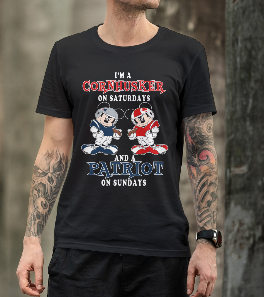 I'm A Cornhusker On Saturdays And A Patriot On Sundays Football Enthusiast Crossover T-Shirt