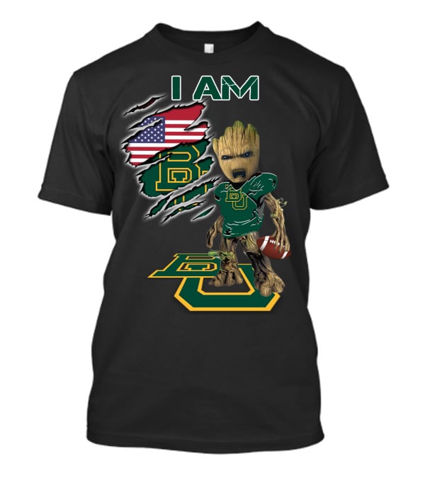 I Am Baylor University Football Groot American Flag Fan T-Shirt