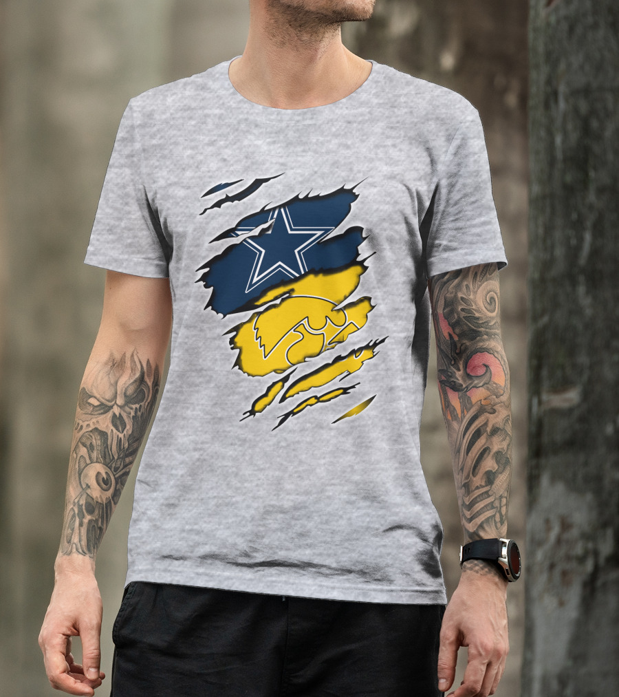 Cowboys Star And Hawkeyes Logo Fusion T-Shirt