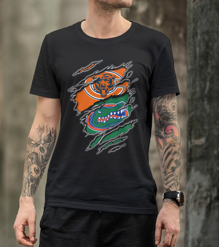 Chicago Bears Florida Gators Team Logos Torn T-Shirt