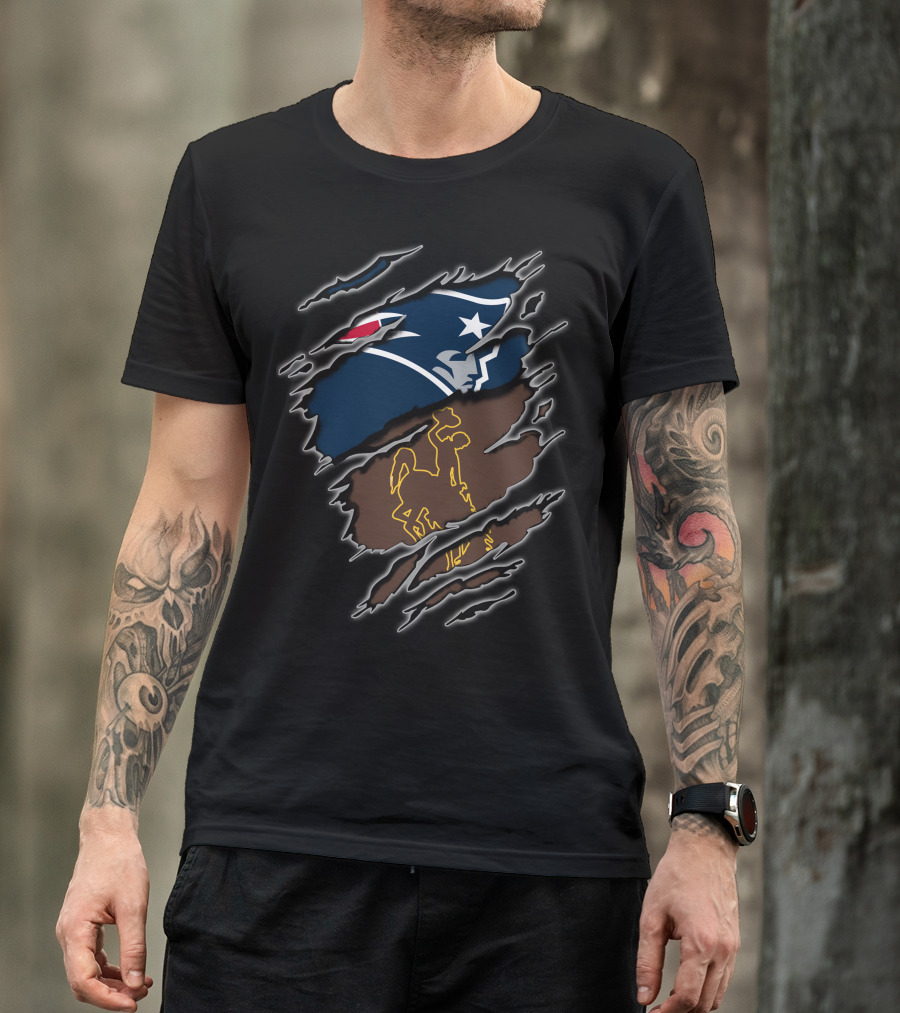Patriots Wyoming Dual Logo Rip T-Shirt