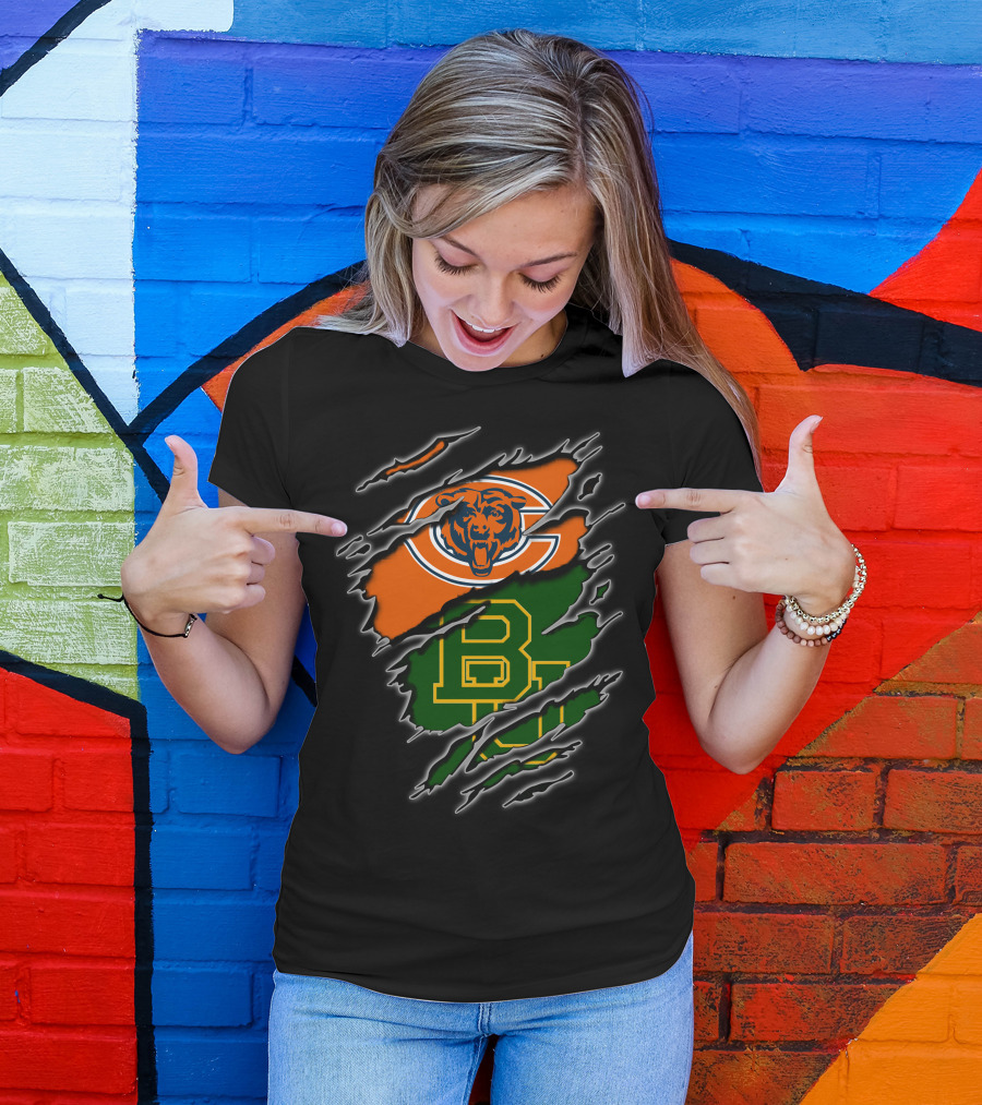 Chicago Bears Baylor University Bears Logo Combination T-Shirt