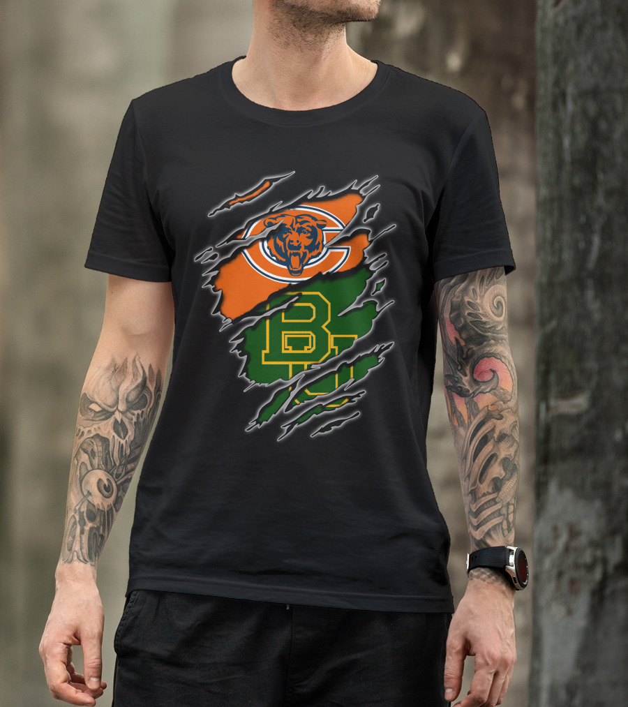 Chicago Bears Baylor University Bears Logo Combination T-Shirt