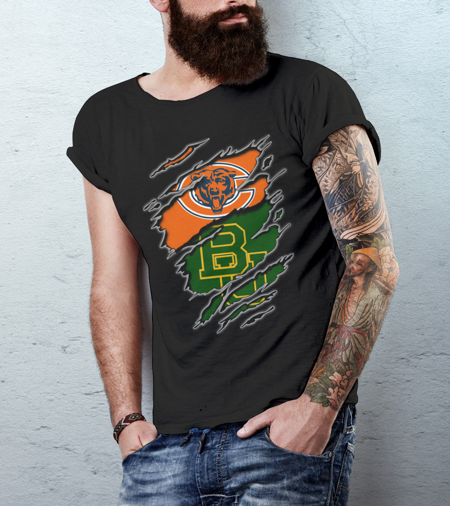 Chicago Bears Baylor University Bears Logo Combination T-Shirt