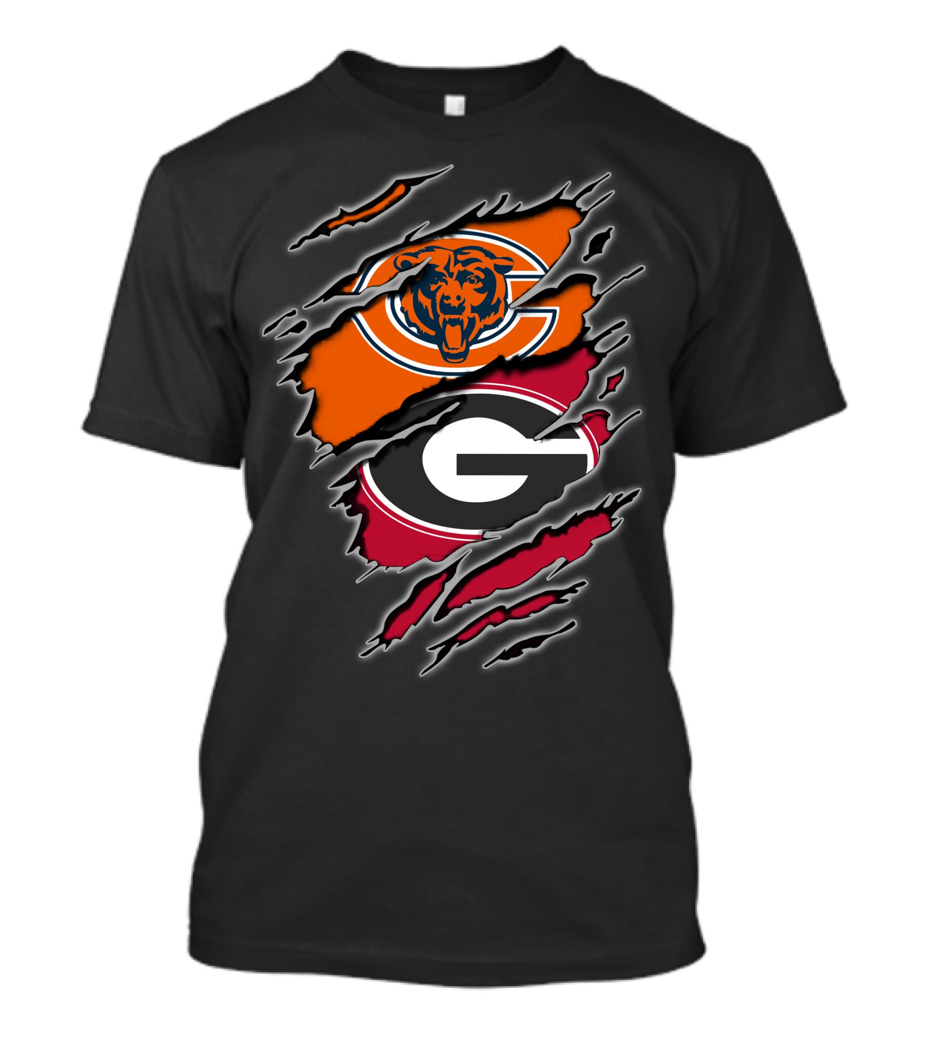 Chicago Bears Georgia Bulldogs Logos Collision T-Shirt