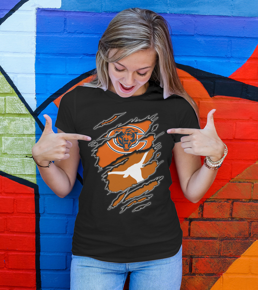 Bears Longhorns Logo Crossover Claw Tear T-Shirt