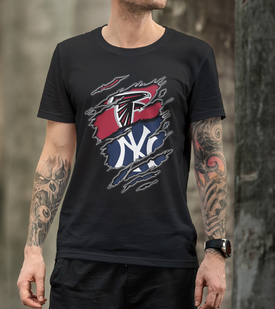 Atlanta Falcons New York Yankees Logo Collaboration T-Shirt