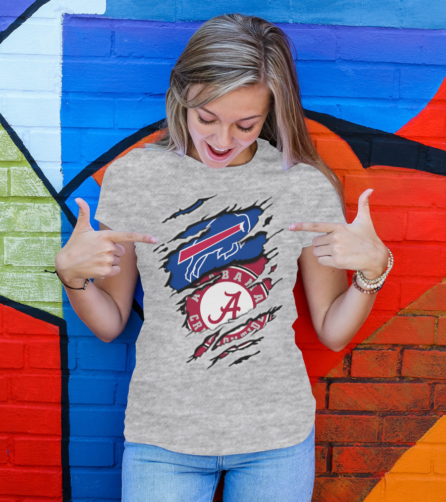 Buffalo Bills And Alabama Crimson Tide Fan Tribute T-Shirt