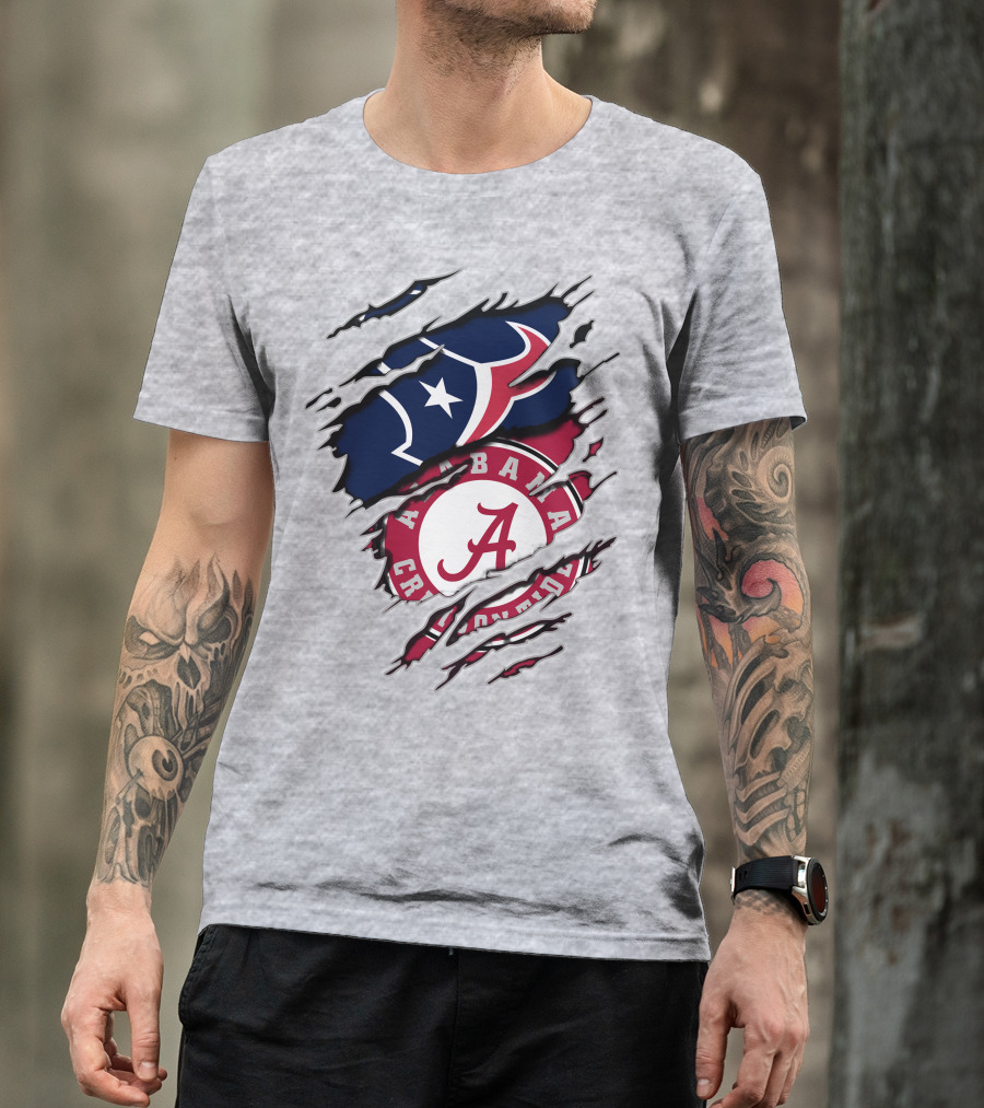 Alabama Crimson Tide Texans Football Torn T-Shirt