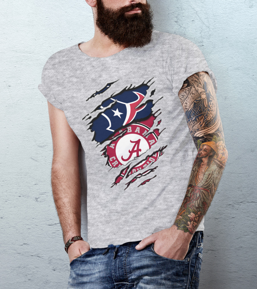 Alabama Crimson Tide Texans Football Torn T-Shirt