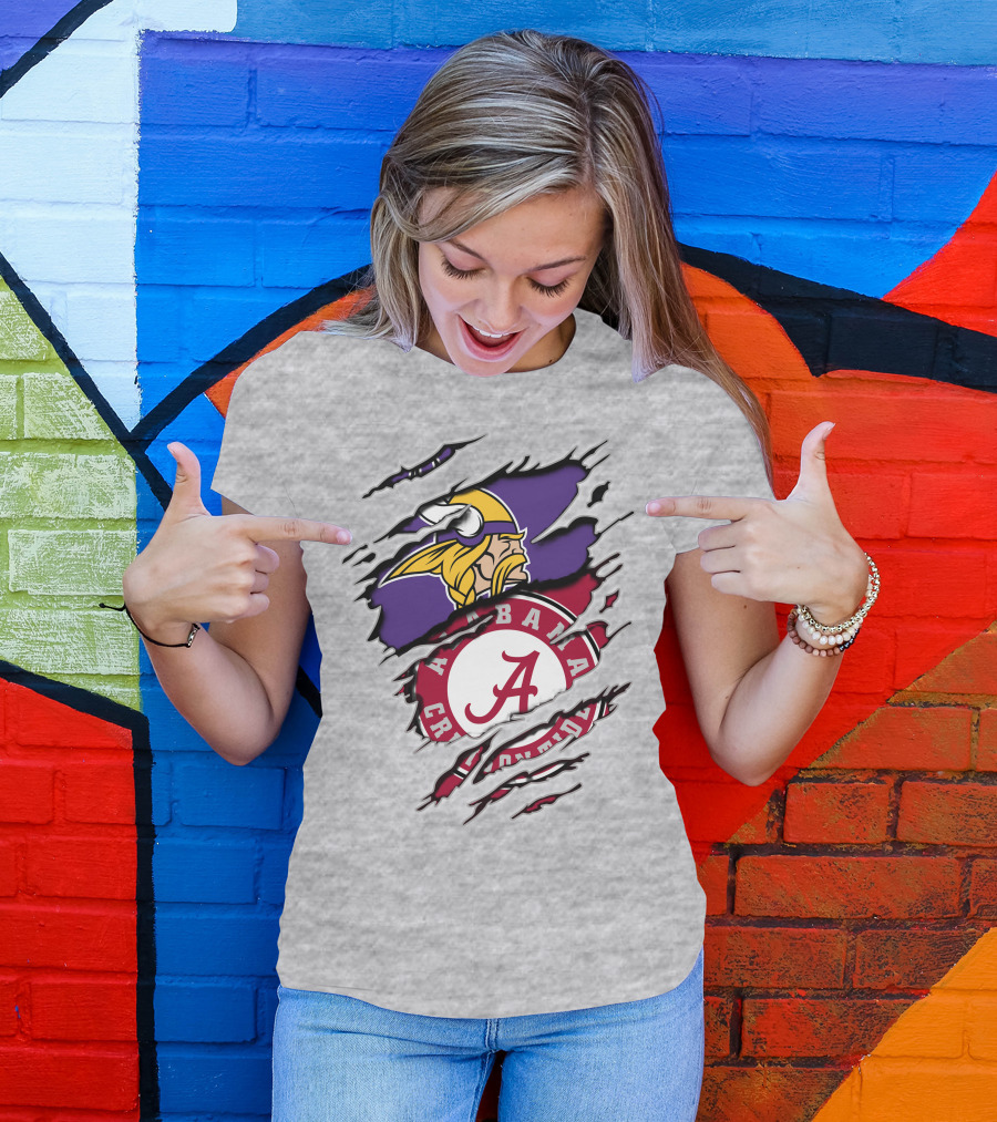 Alabama Crimson Tide Minnesota Vikings Crossover T-Shirt