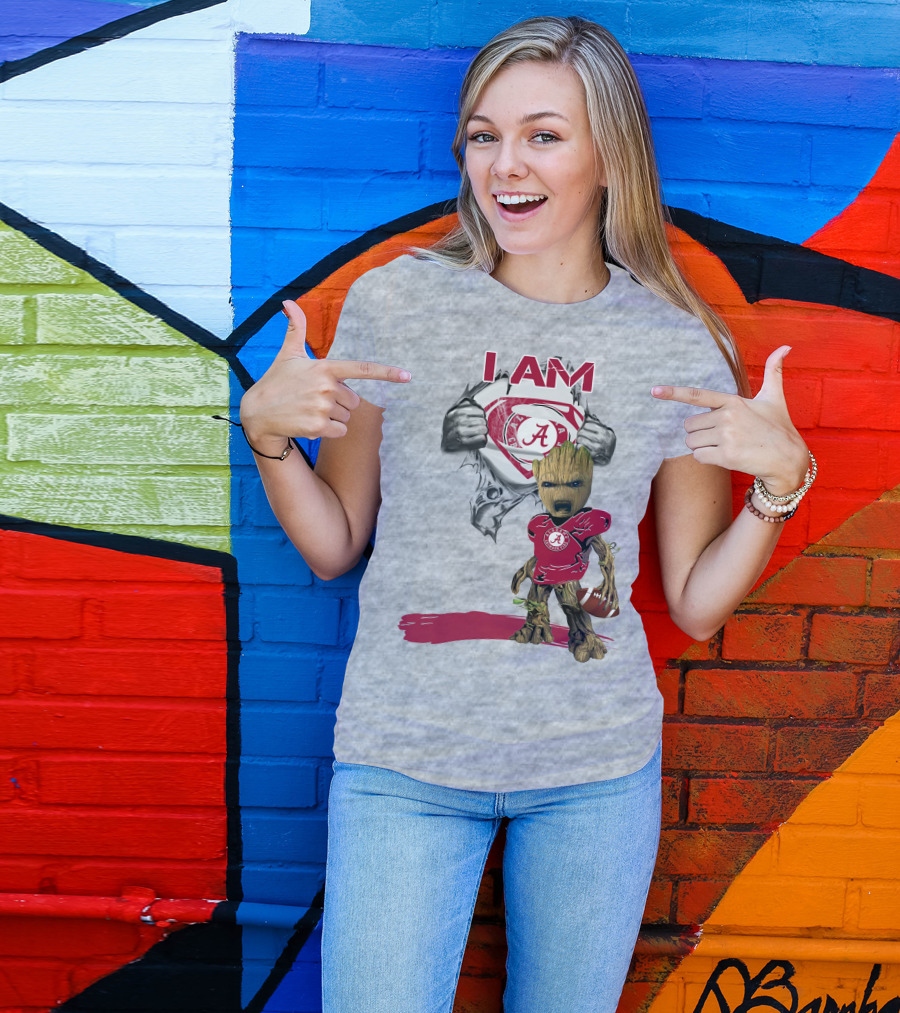 I Am Alabama Baby Groot Football T-Shirt