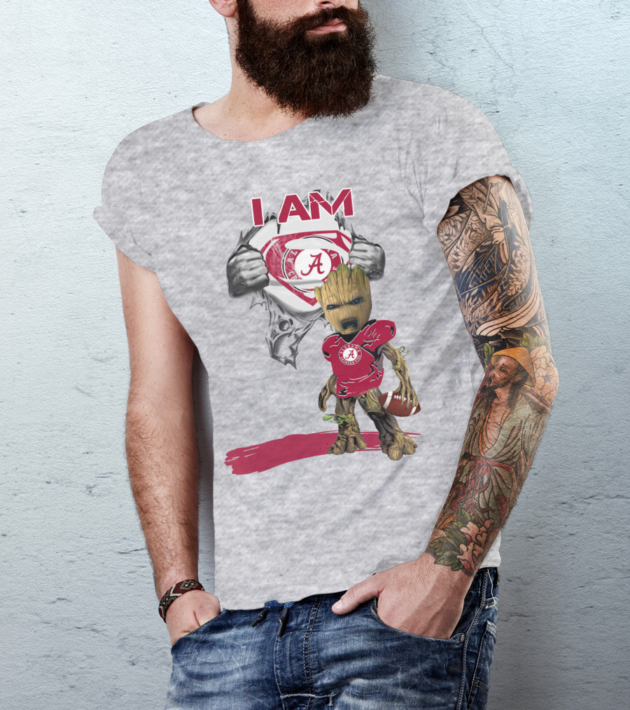 I Am Alabama Baby Groot Football T-Shirt