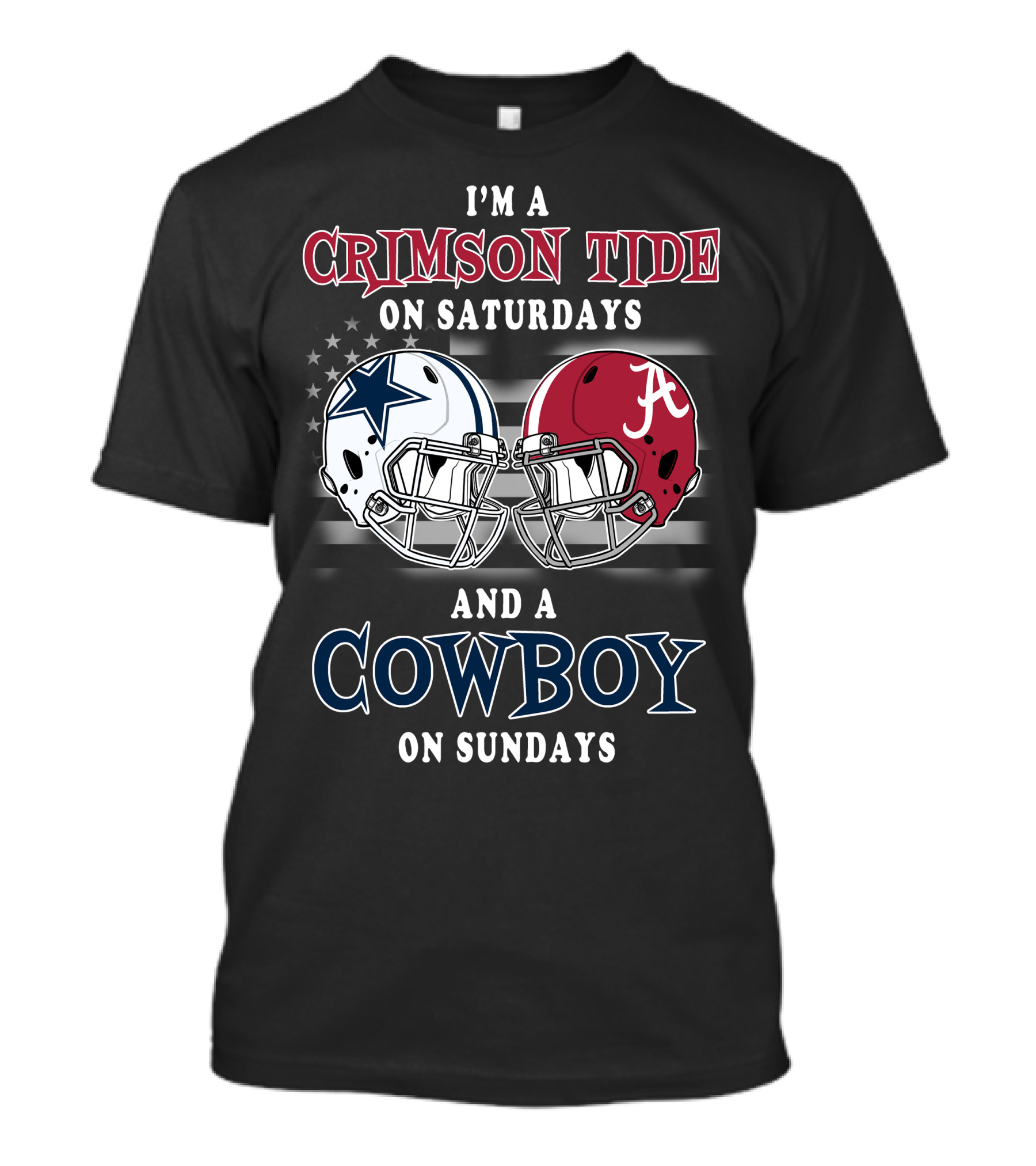 Crimson Tide On Saturdays Cowboy On Sundays Football Helmets T-Shirt