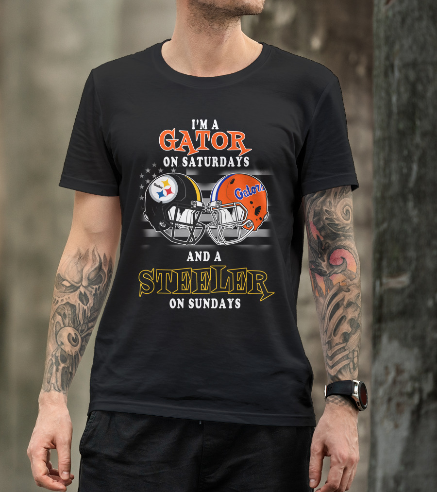 Gator On Saturdays And Steeler On Sundays Football Helmets T-Shirt