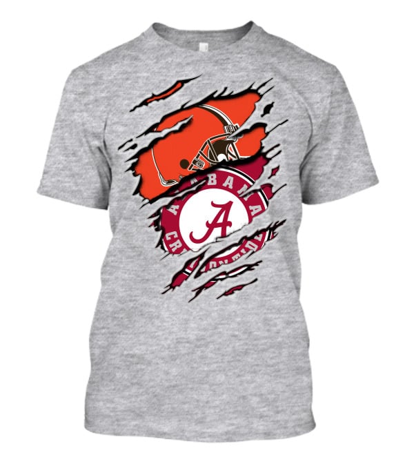 Alabama Crimson Tide Cleveland Browns Helmet Logo Mashup T-Shirt