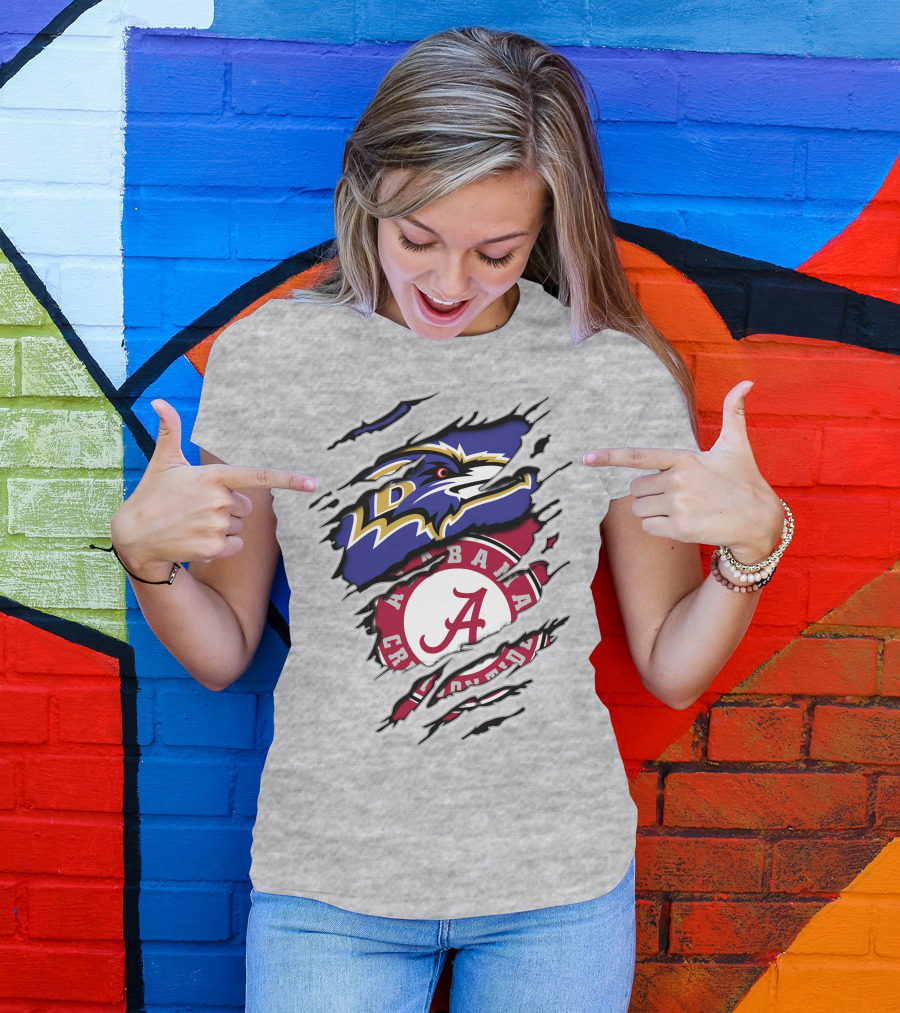 Alabama Crimson Tide Baltimore Ravens Torn T-Shirt