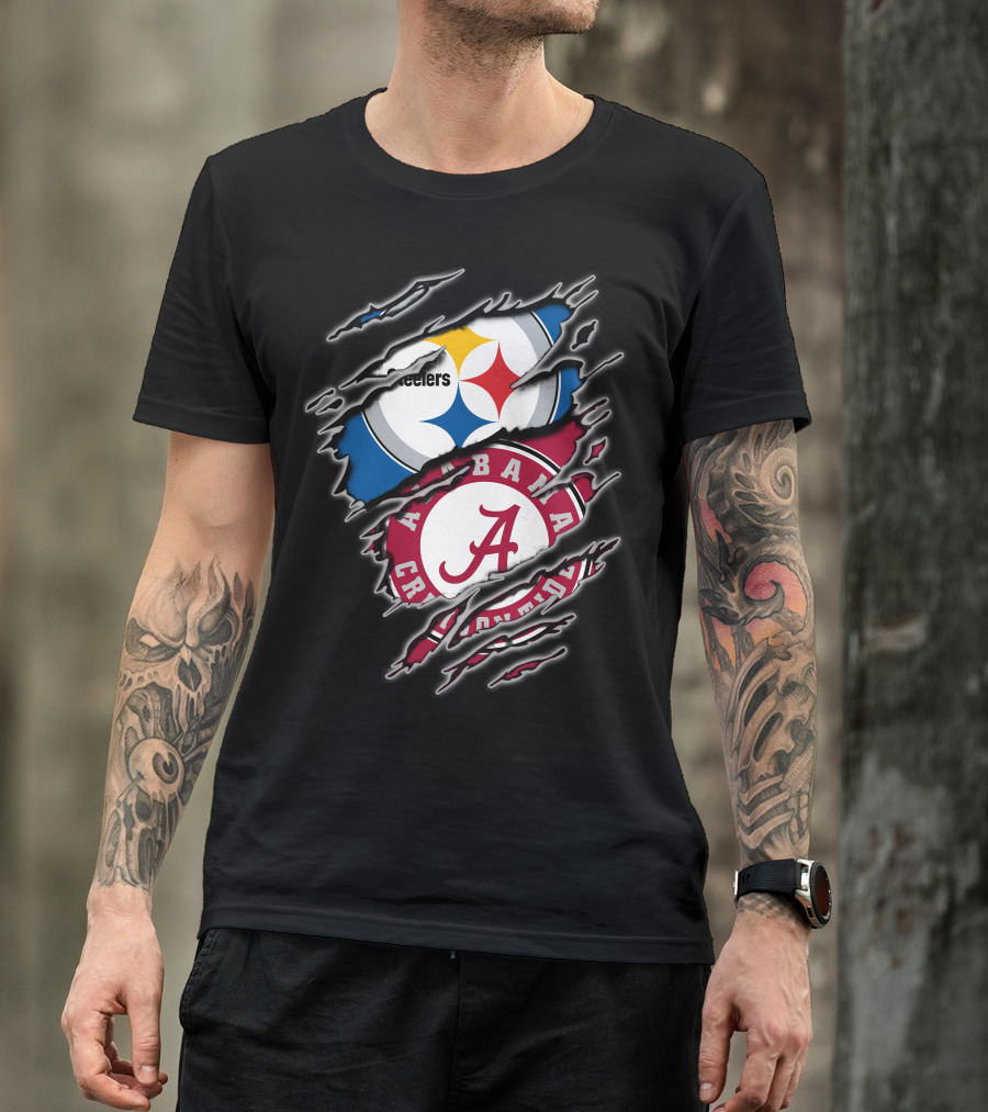 Alabama Crimson Tide And Pittsburgh Steelers Crossover T-Shirt