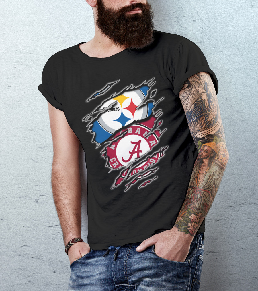 Alabama Crimson Tide And Pittsburgh Steelers Crossover T-Shirt