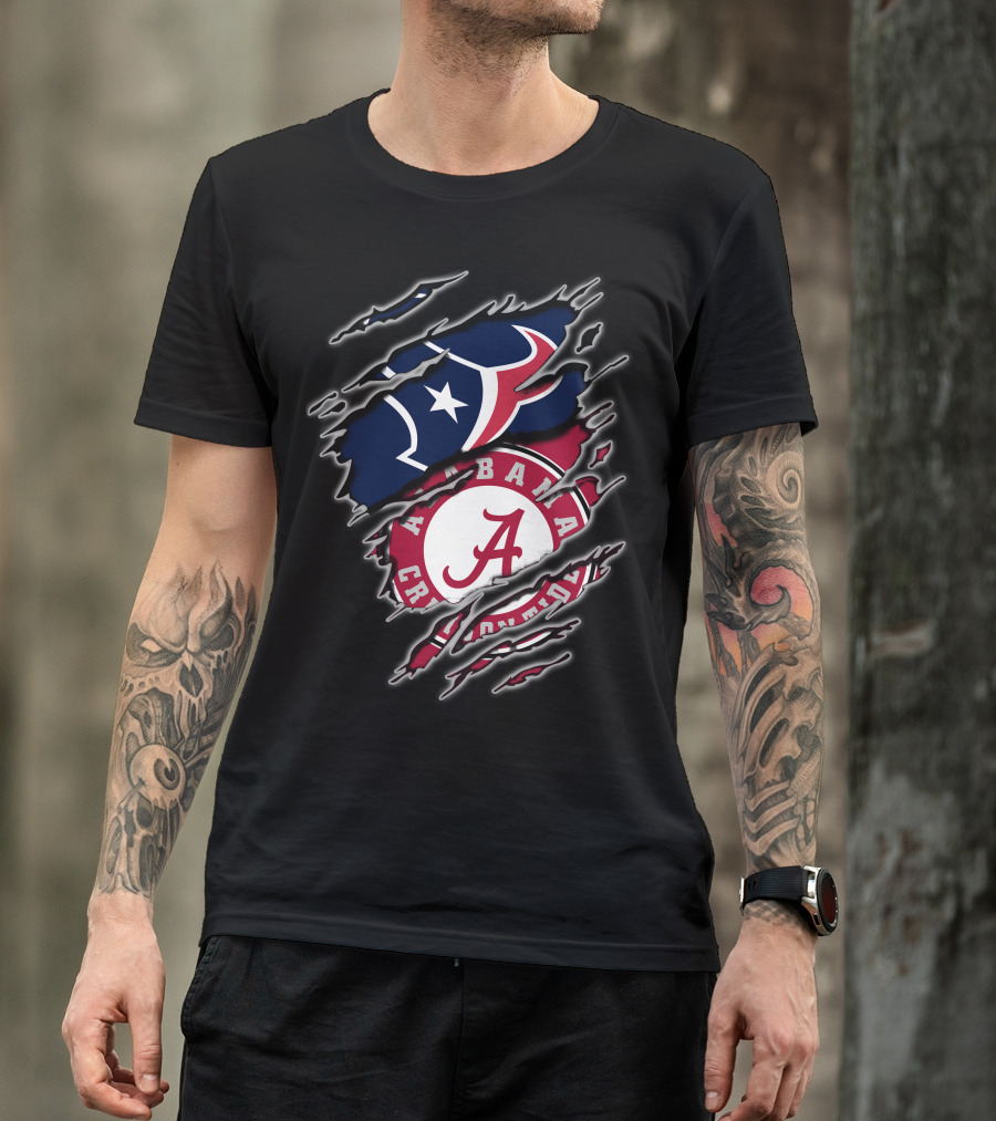 Alabama Crimson Tide Houston Texans Fan Pride Combo T-Shirt