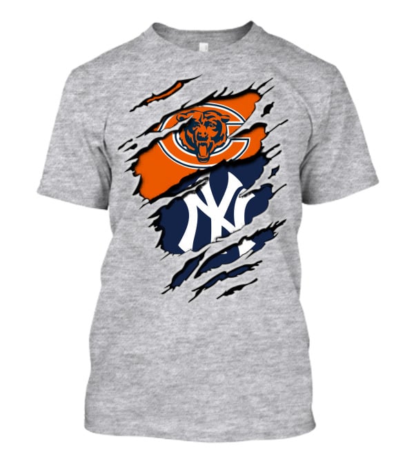 Chicago Bears New York Yankees Collaboration Logo Fusion T-Shirt
