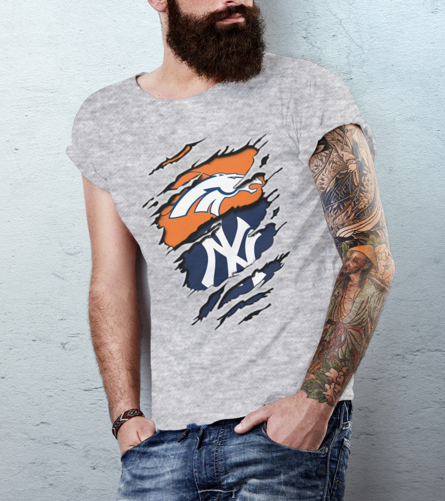Broncos Yankees Logo Mashup T-Shirt