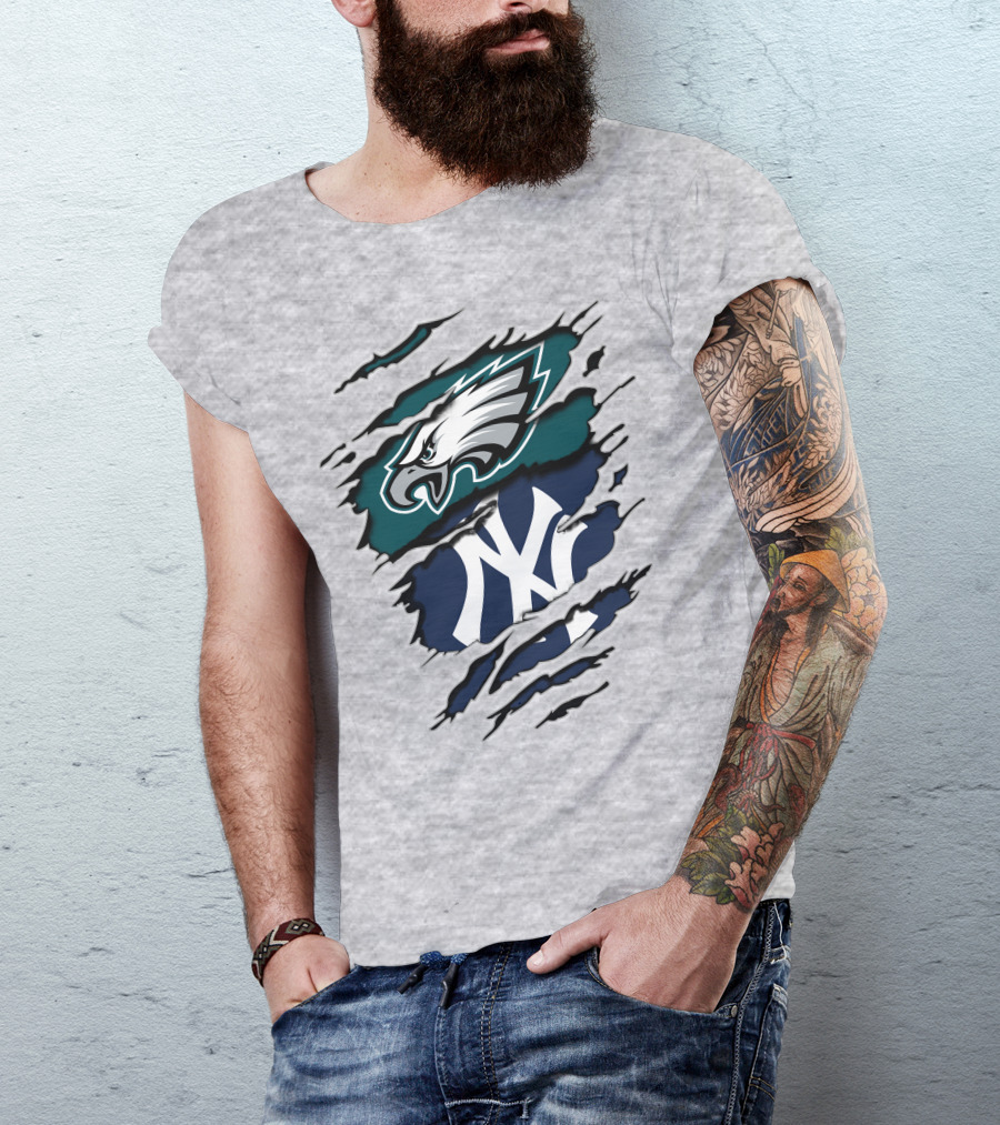 Philadelphia Eagles New York Yankees Fan Crossover T-Shirt
