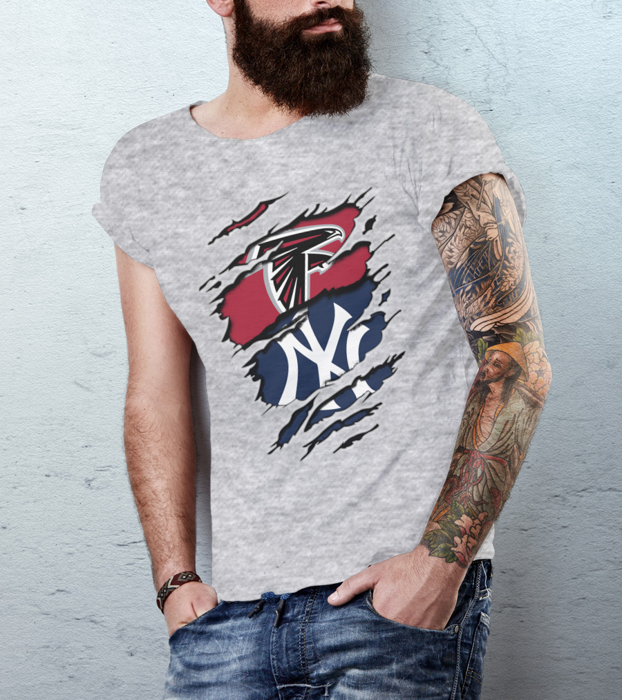 Atlanta Falcons New York Yankees Logo Mashup T-Shirt