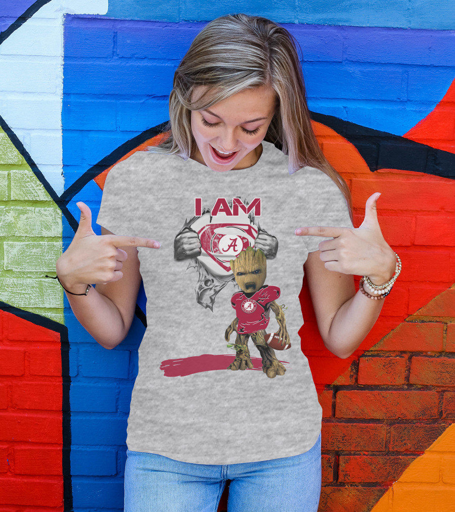 I Am Alabama Baby Groot Football Hero T-Shirt