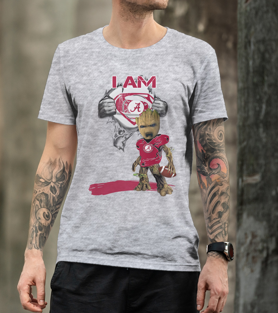 I Am Alabama Baby Groot Football Hero T-Shirt