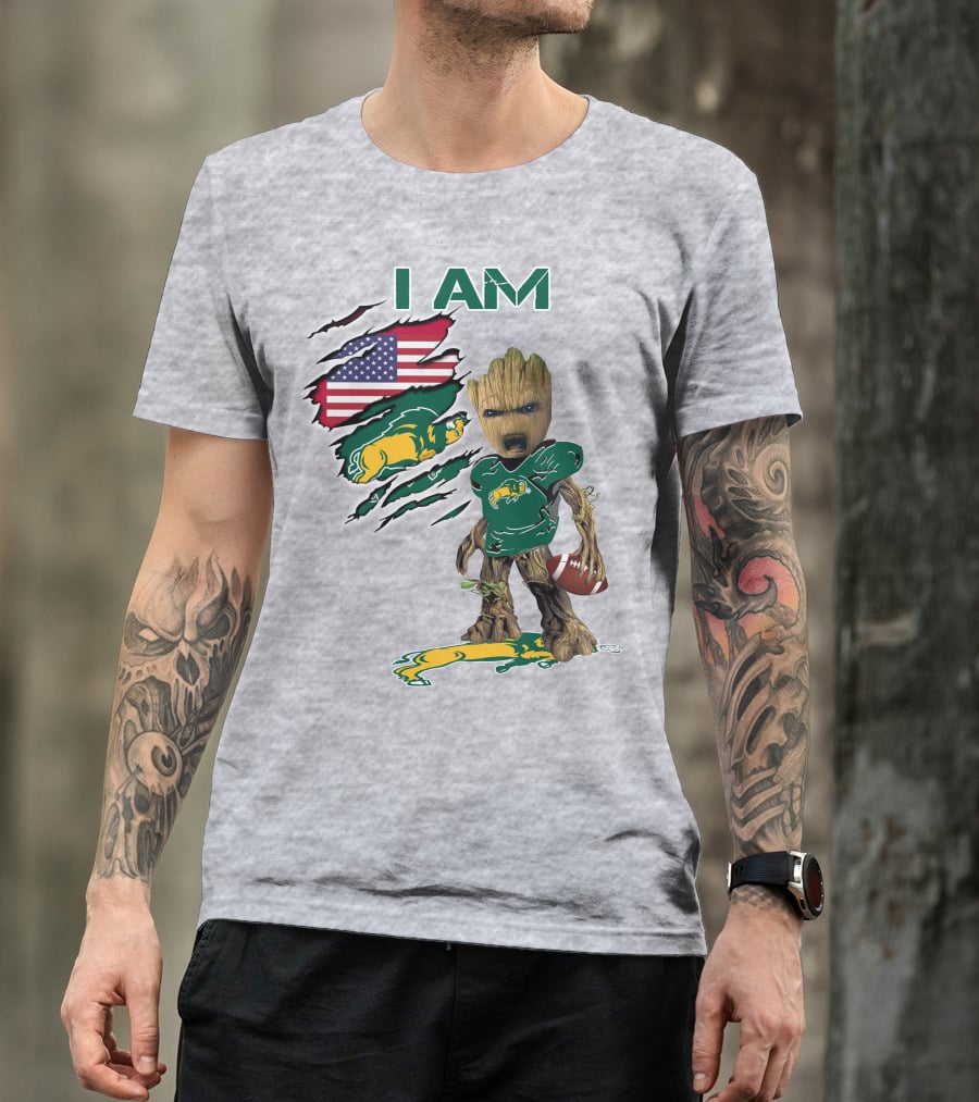 I AM Bison Baby Groot American Football Flag T-Shirt