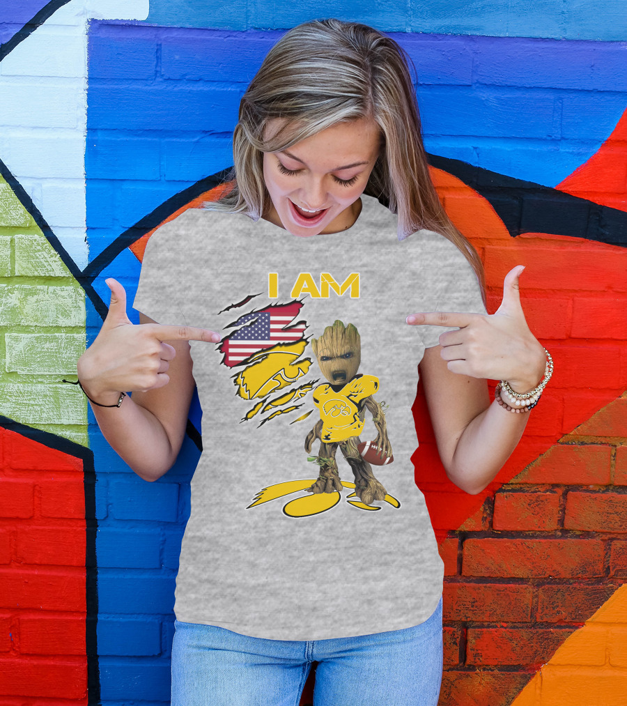 I Am Hawkeyes Baby Groot American Football T-Shirt