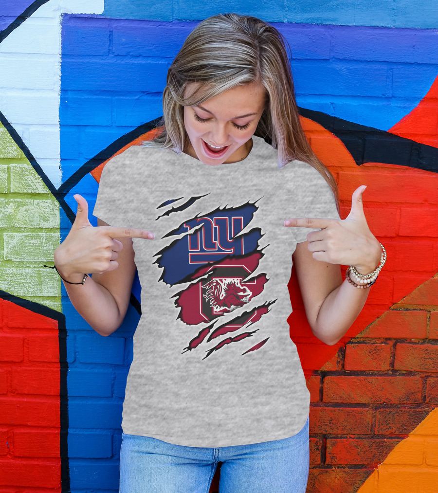 New York Giants South Carolina Gamecocks Rip Claw Marks Sports Crossover T-Shirt