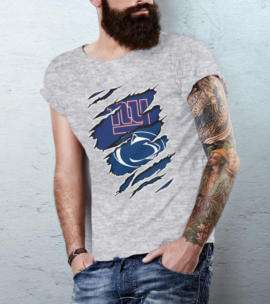 New York Giants And Penn State Nittany Lions Football Claw Marks T-Shirt