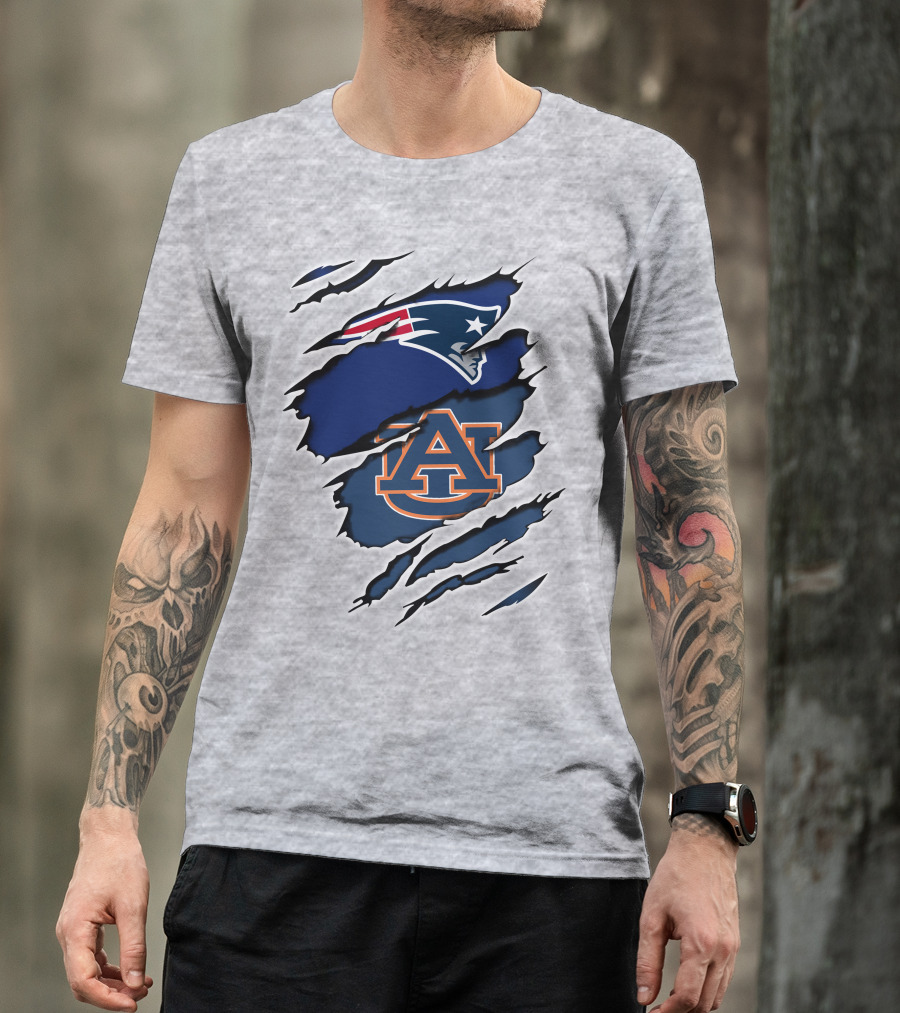 Patriots Auburn Tigers Logo Ripped T-Shirt