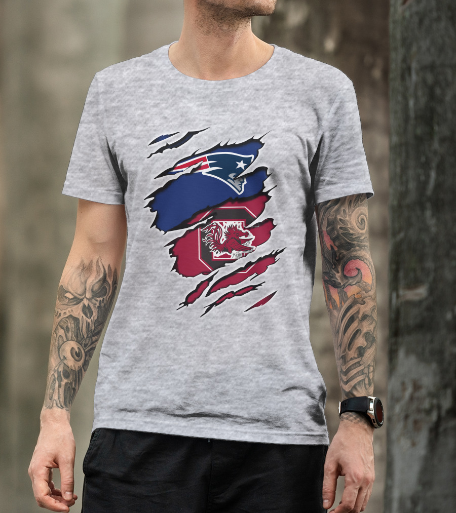 Patriots Gamecocks Logo Mashup Claw Marks T-Shirt