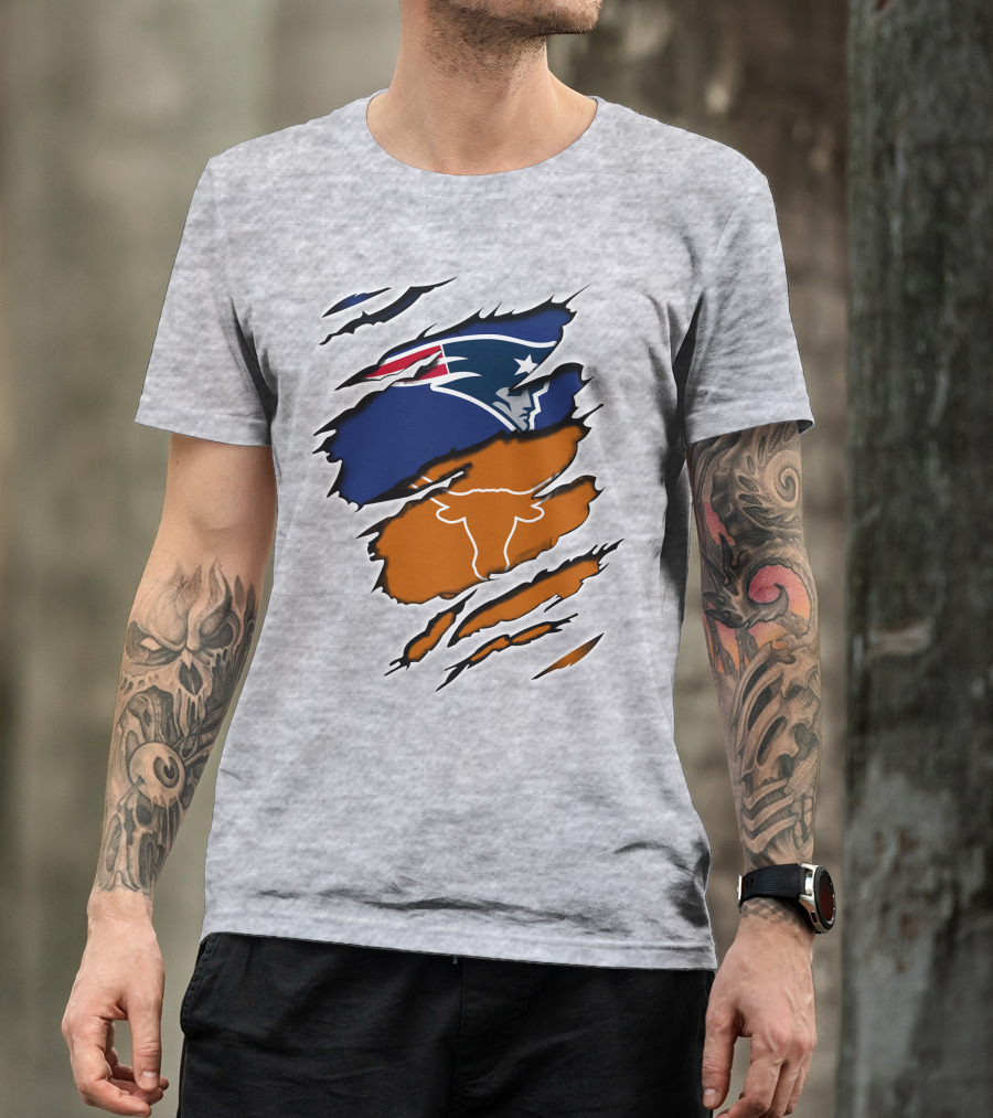 Patriots Longhorn Torn Layers Fusion T-Shirt