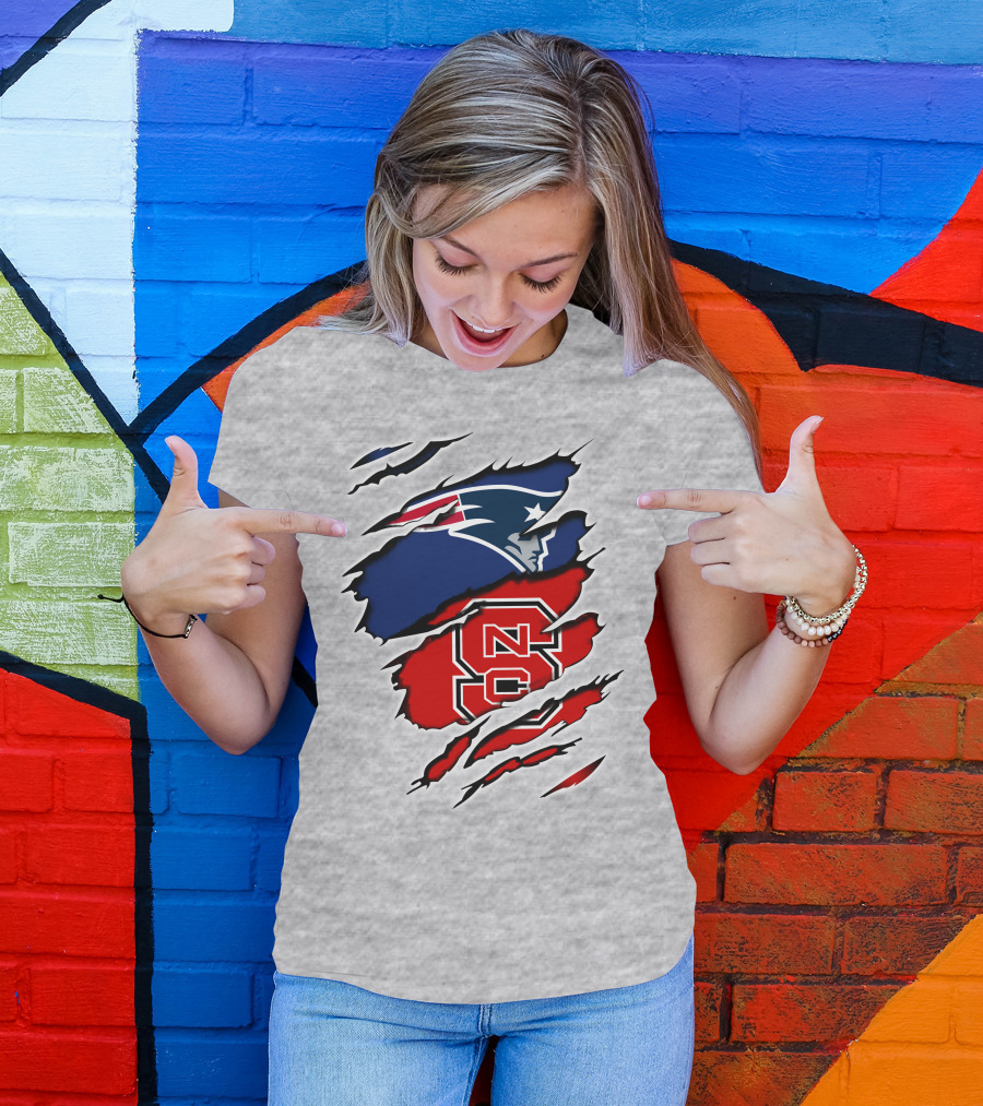 Patriots NC State Wolfpack Claw Logo Mashup T-Shirt