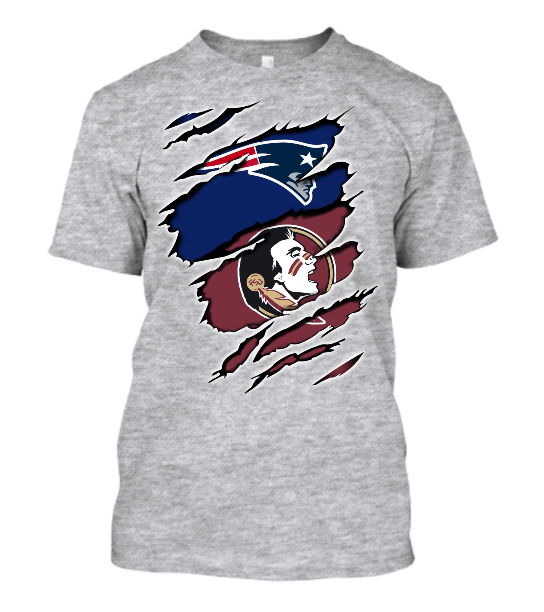 New England Patriots Florida State Seminoles Logo Mashup T-Shirt