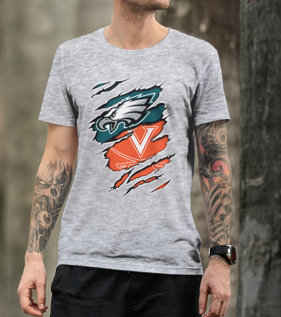 Philadelphia Eagles Virginia Cavaliers Logo Mashup T-Shirt