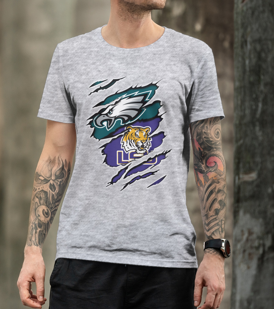 Eagles Philadelphia Tigers LSU Collaboration T-Shirt