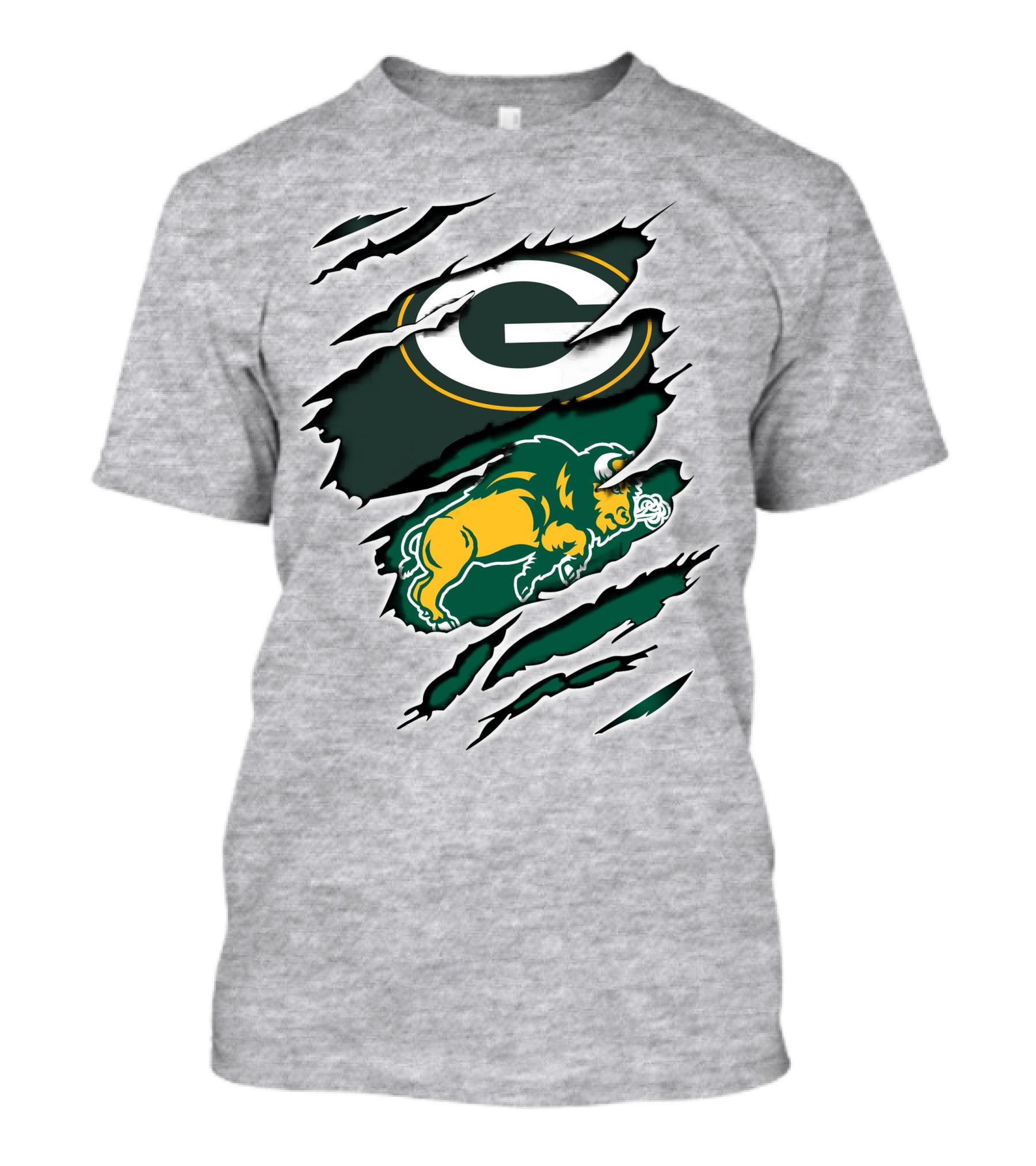 Packers Dakota Green Bay North Dakota State Bison Logo Fusion T-Shirt