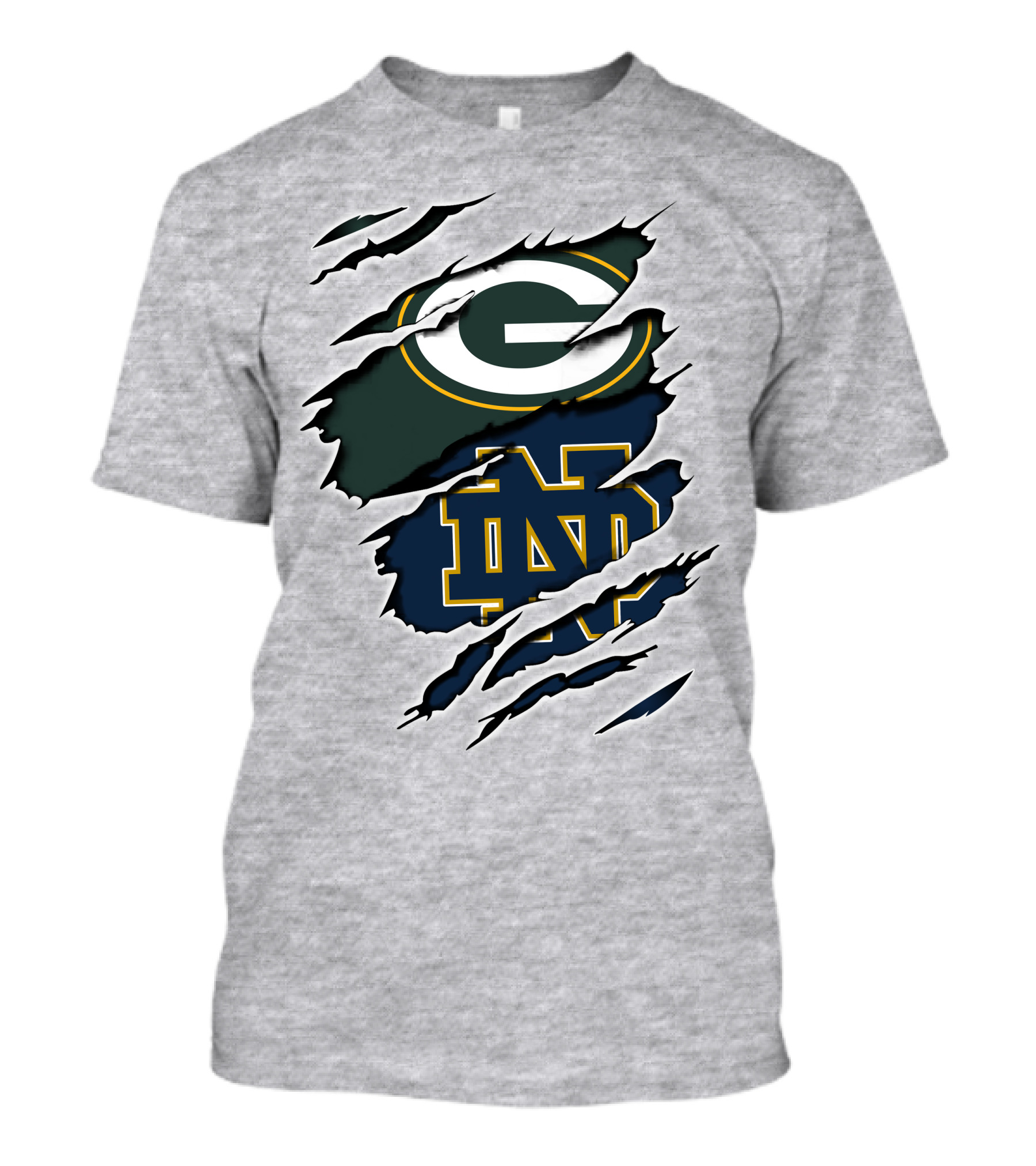 Packers Notre Dame Logo Mashup NFL College Football Fan Combo T-Shirt
