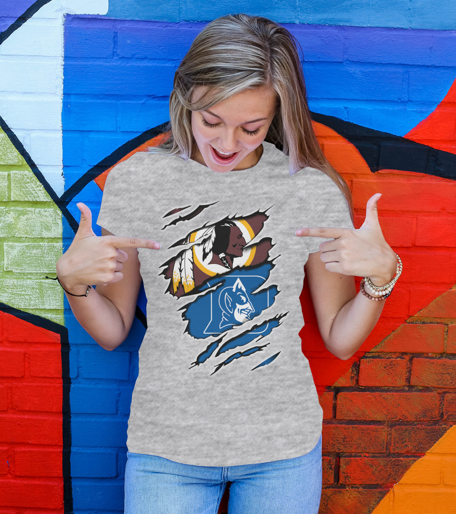 Redskins And Duke Blue Devils Iconic Logo Mashup T-Shirt