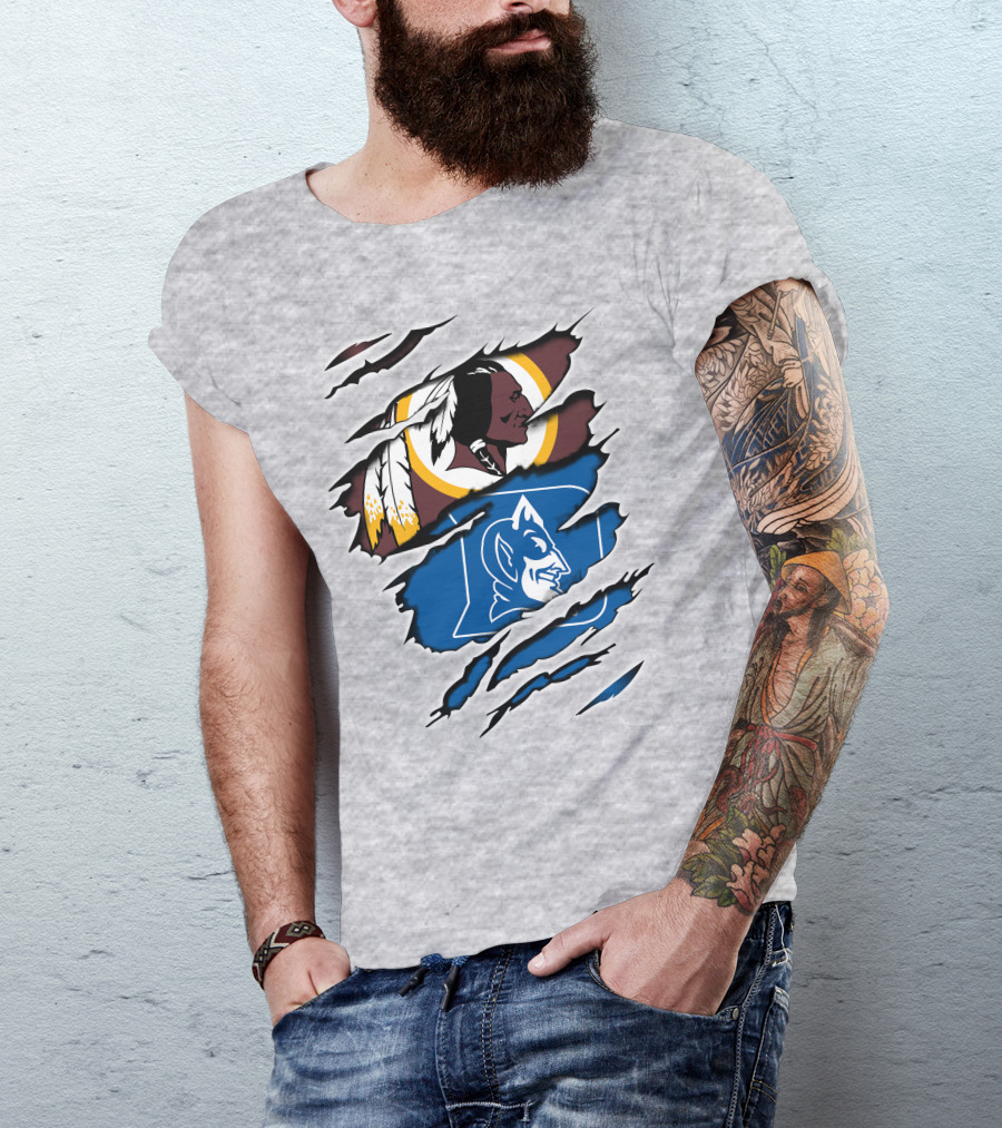 Redskins And Duke Blue Devils Iconic Logo Mashup T-Shirt