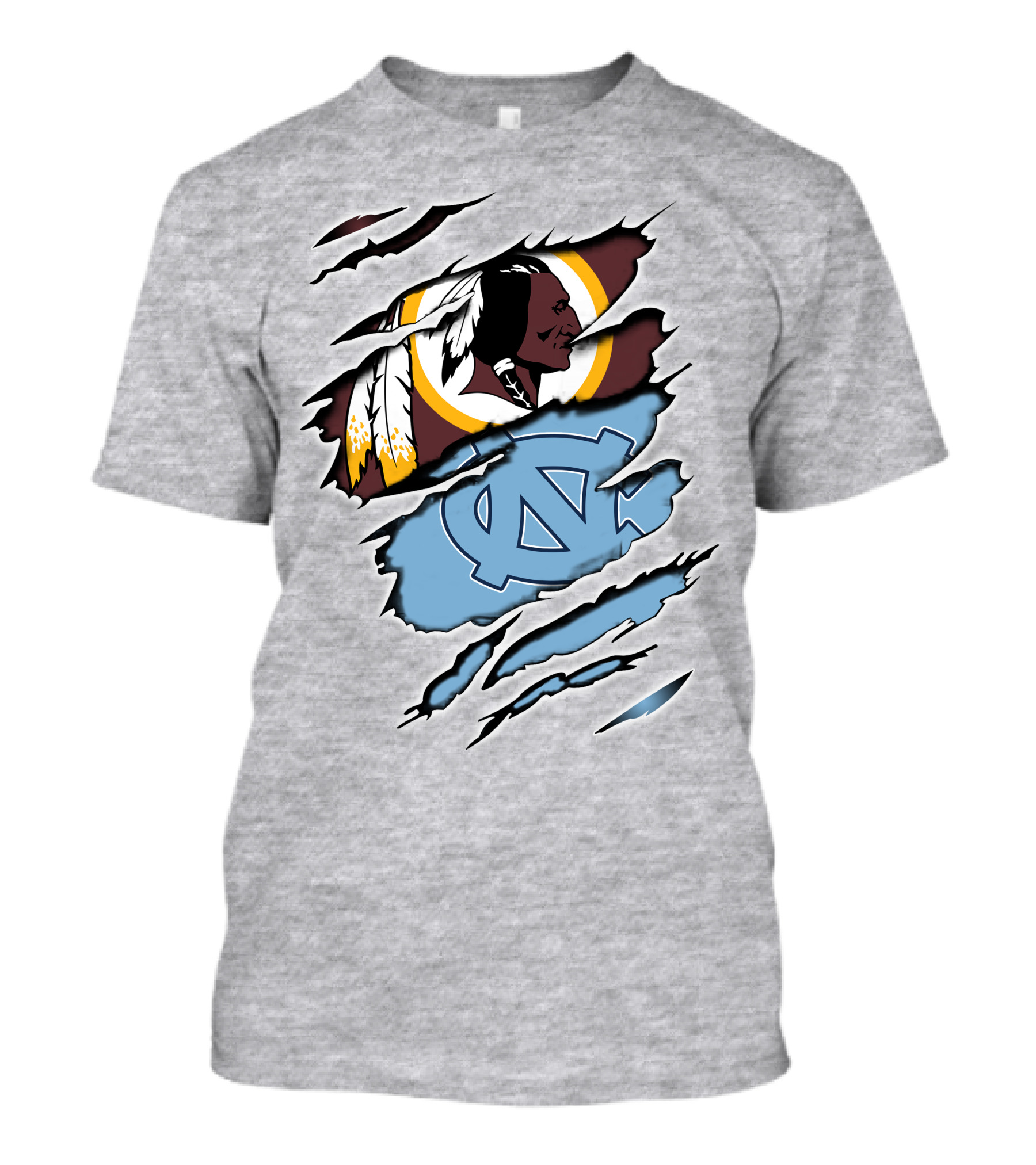 Washington Redskins North Carolina Tar Heels Logo Crossover T-Shirt