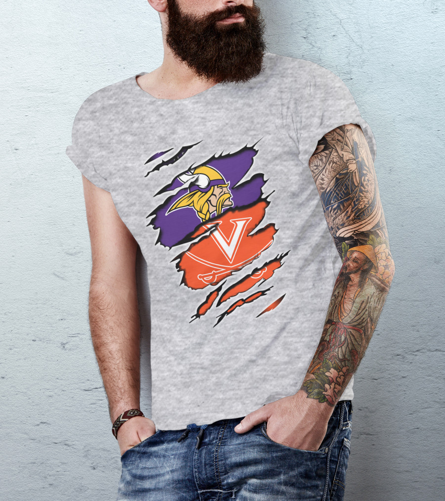 Minnesota Vikings Virginia Cavaliers Crossover T-Shirt