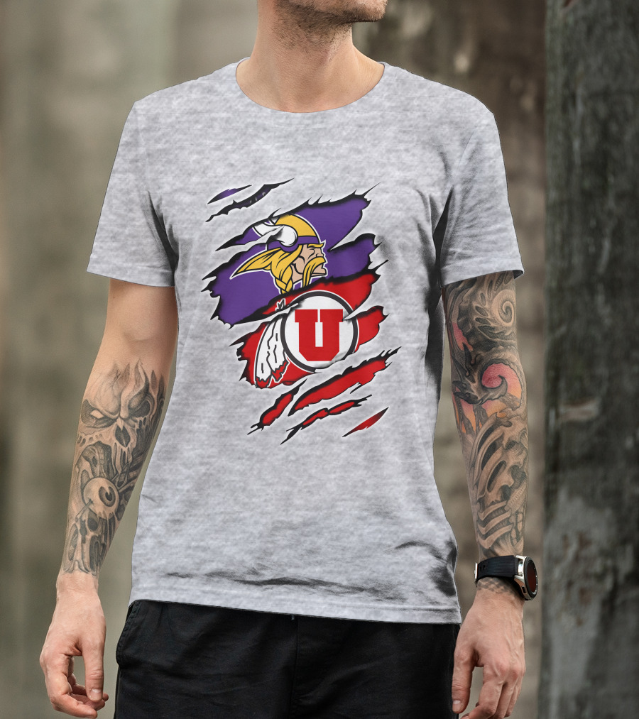 Minnesota Vikings Utah Utes Crossover Emblem T-Shirt