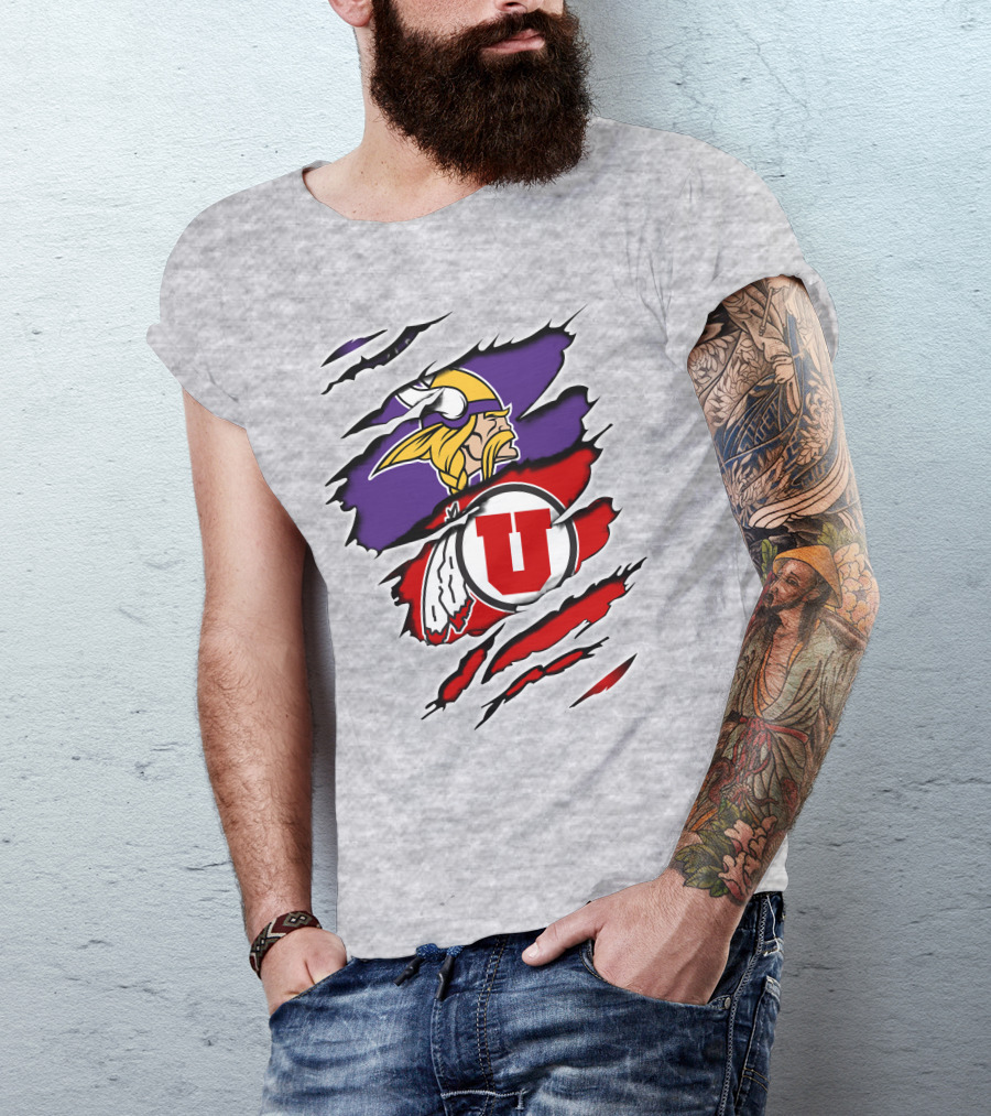 Minnesota Vikings Utah Utes Crossover Emblem T-Shirt